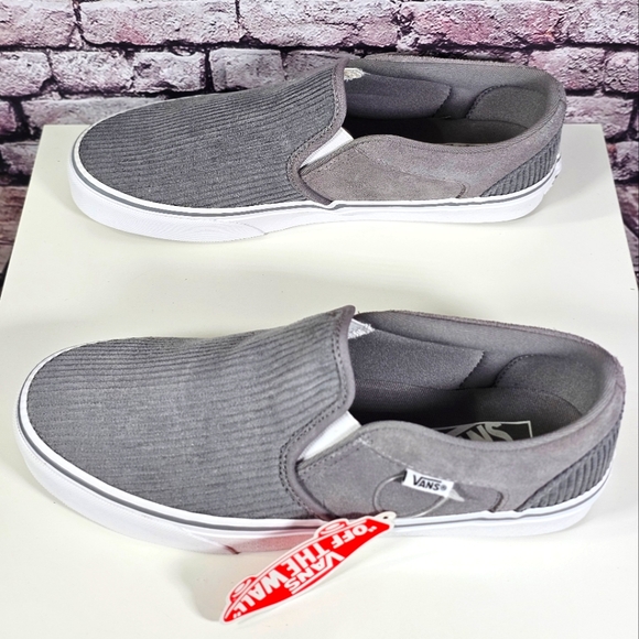 NWT Vans Asher slip ons "Cord Mid Grey" - Picture 5 of 9